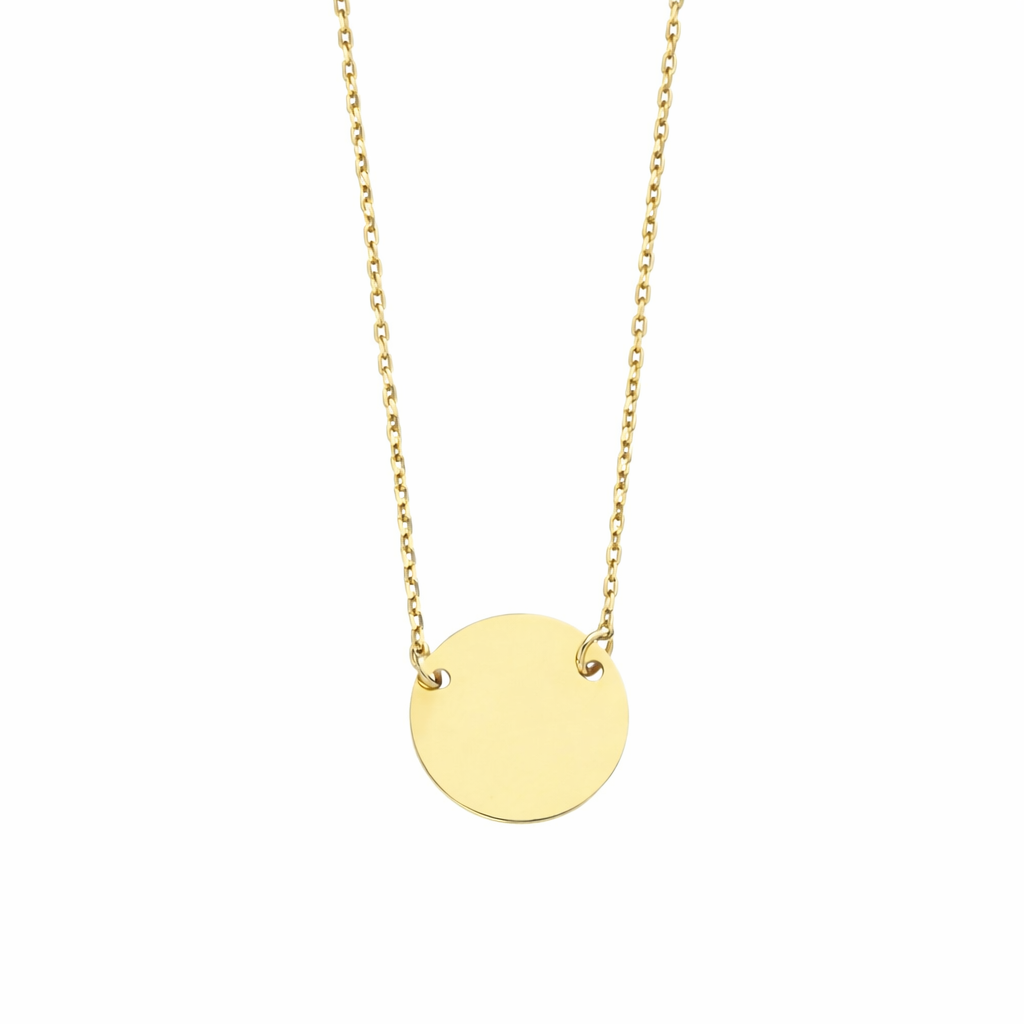 Altın Yuvarlak Plaka Kolye