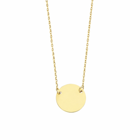 Altın Yuvarlak Plaka Kolye