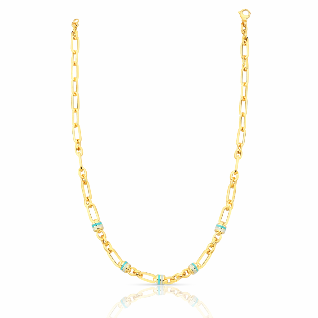 Altın Turkuaz Mineli Minima Kolye