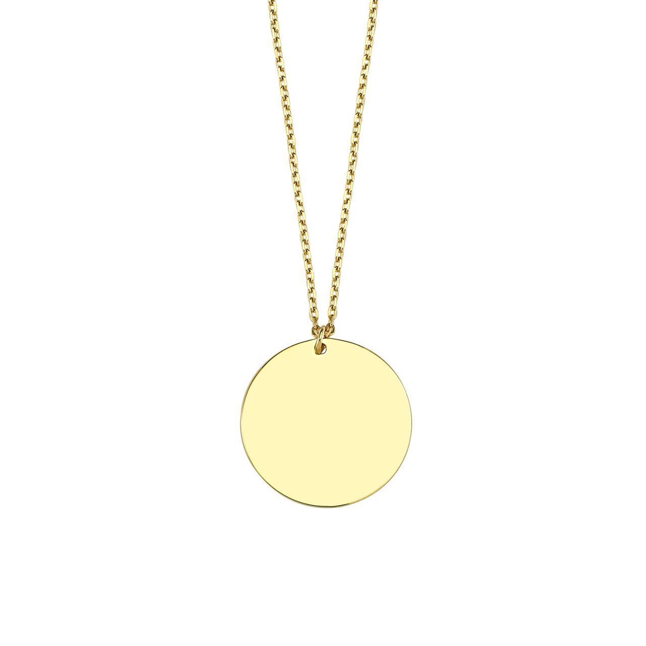 Altın Yuvarlak Plaka Kolye