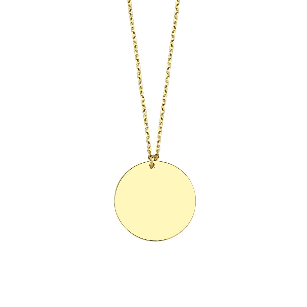 Altın Yuvarlak Plaka Kolye
