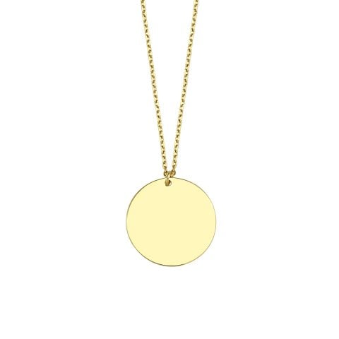 Altın Yuvarlak Plaka Kolye