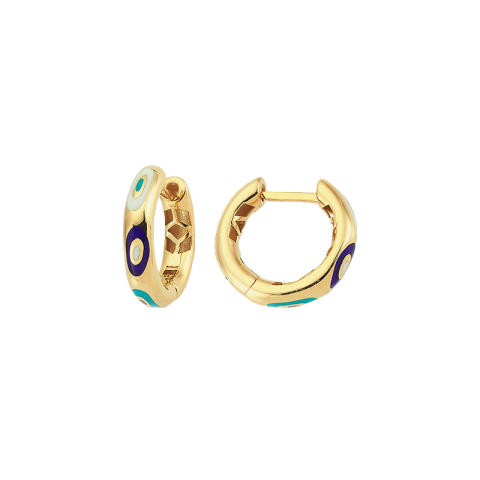 Renkli Mineli Halka Küpe