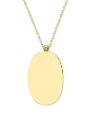 Oval Altın Plaka Kolya