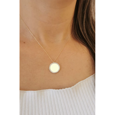 Altın Taşlı Yuvarlak Kolye