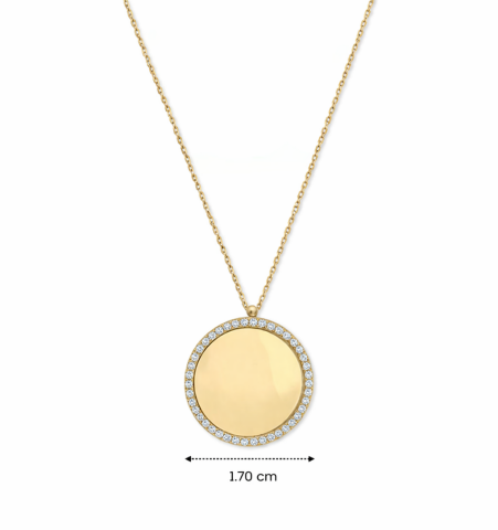 Altın Taşlı Yuvarlak Kolye