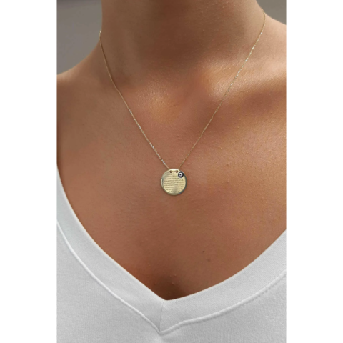 Altın Nazarlık Kolye Ayetel Kürsi Yazılı Kolye