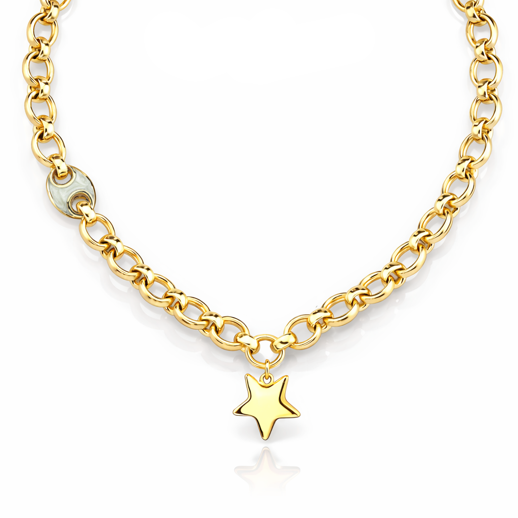 Eterna Sedef Mineli Yıldız Altın Kolye