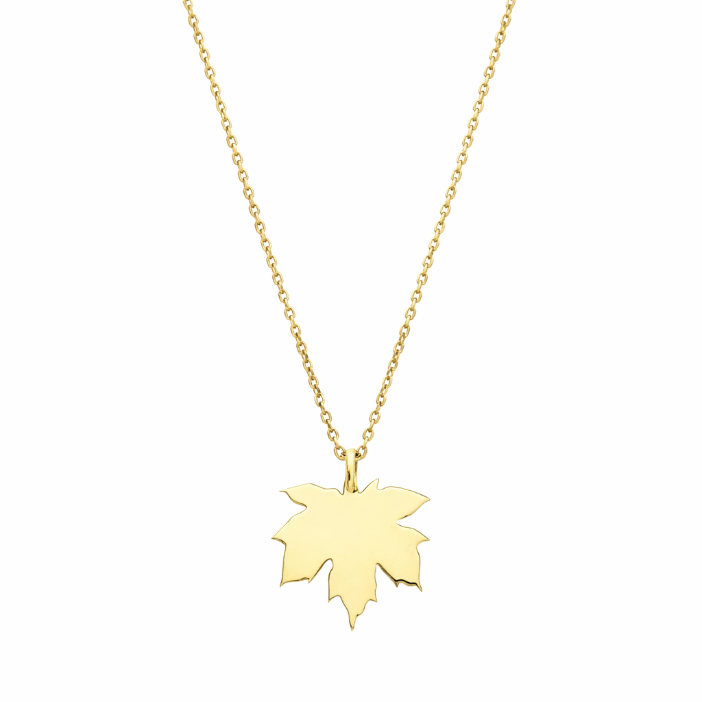 Altın Çınar Yaprağı Kolye