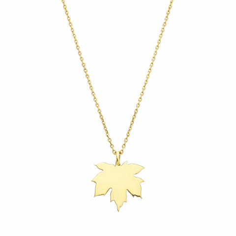 Altın Çınar Yaprağı Kolye