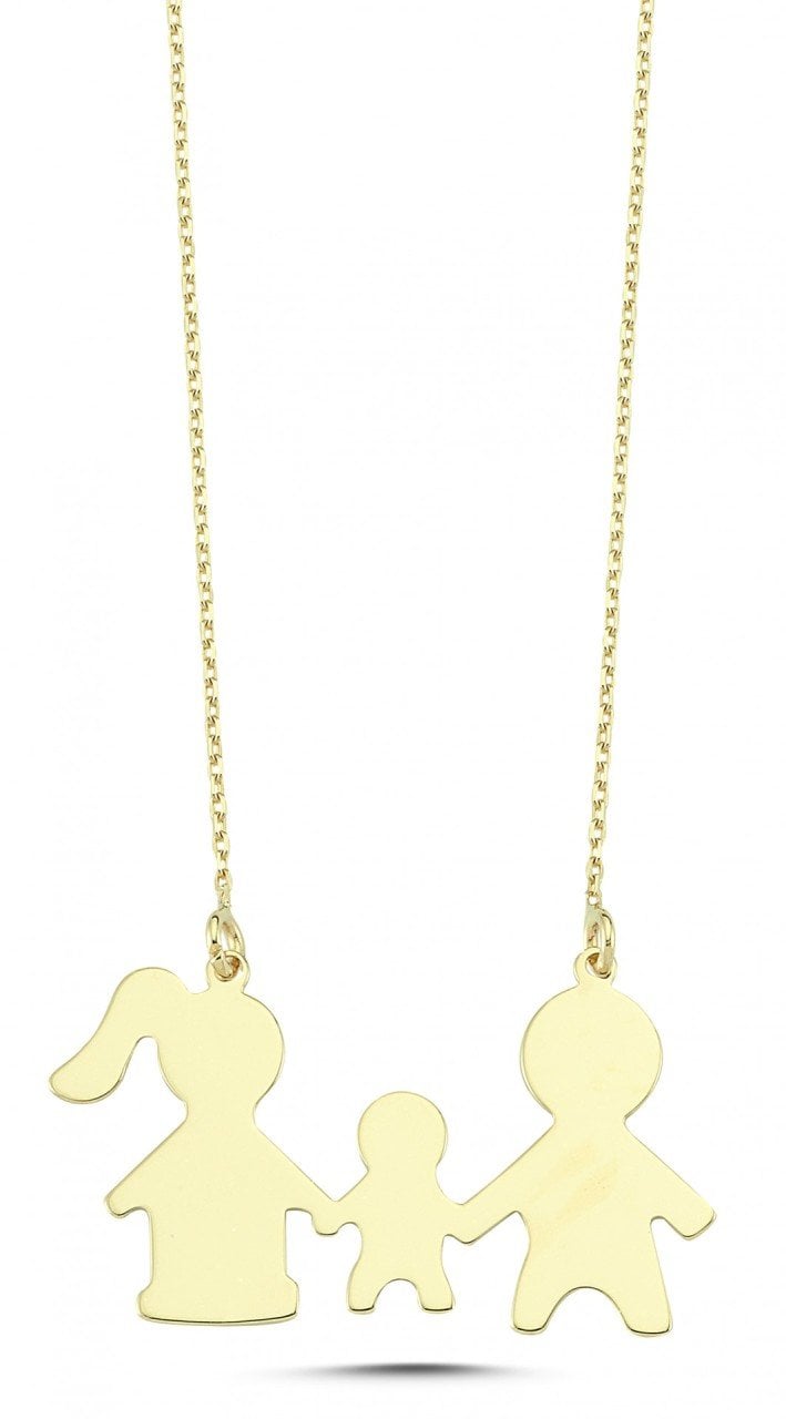 Altın Anne Baba Çocuk Kolye