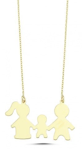 Altın Anne Baba Çocuk Kolye