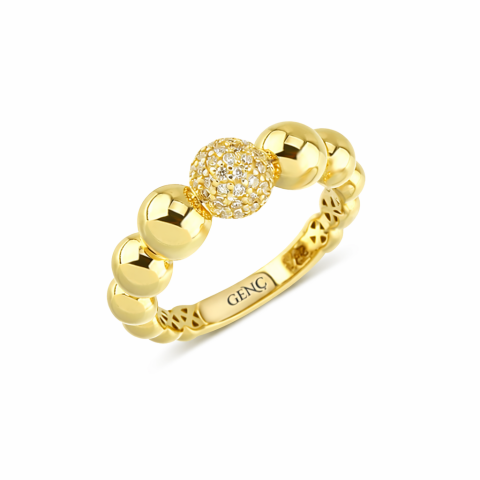 Sıralı Toplu Taşlı Altın Yüzük