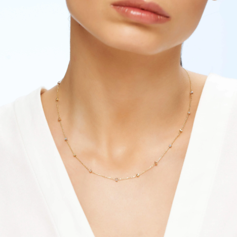 Altın Tek Sıra Dorikalı Kolye