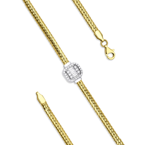 Altın Baget Taşlı İtalyan Bileklik