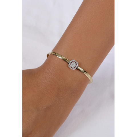 Altın Baget Taşlı İtalyan Bileklik