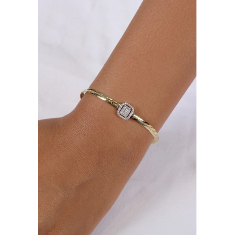 Altın Baget Taşlı İtalyan Bileklik