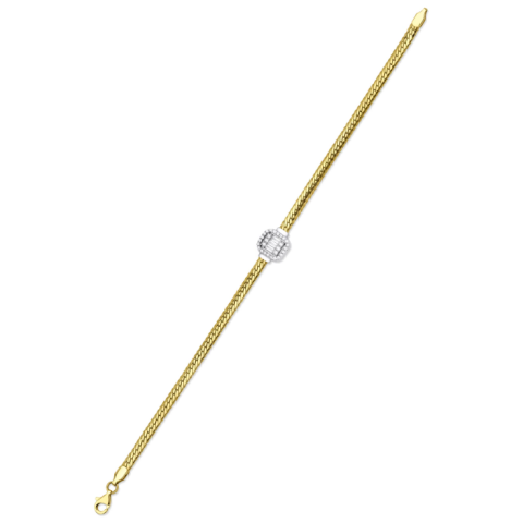 Altın Baget Taşlı İtalyan Bileklik