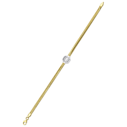 Altın Baget Taşlı İtalyan Bileklik