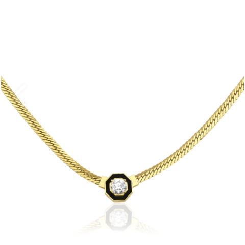 Altın Tektaş Detaylı Balıksırtı Zincir