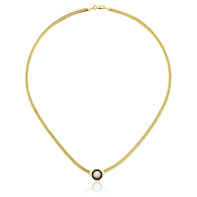 Altın Tektaş Detaylı Balıksırtı Zincir