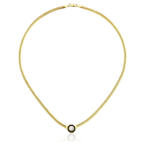 Altın Tektaş Detaylı Balıksırtı Zincir