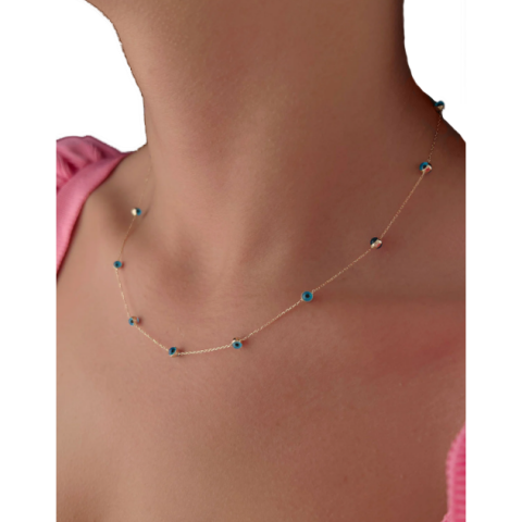 Altın Göz Sıralı Kolye