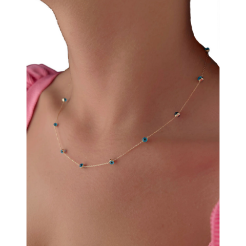 Altın Göz Sıralı Kolye