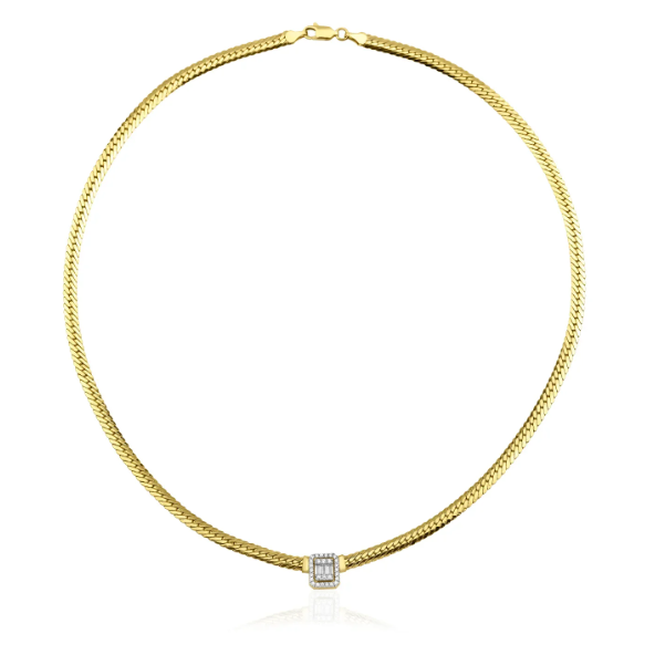 Altın Baget Detaylı İtalyan Kolye