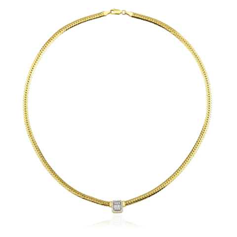 Altın Baget Detaylı İtalyan Kolye