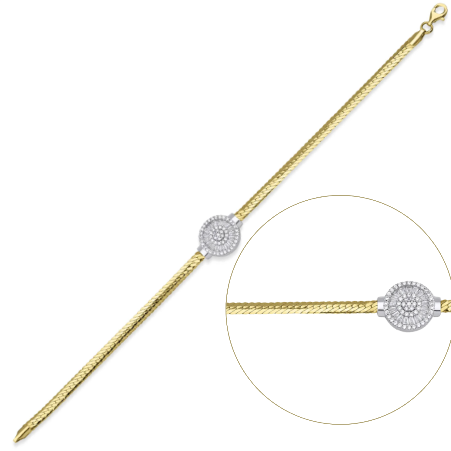 Altın Yuvarlak Baget Taşlı İtalyan Bileklik