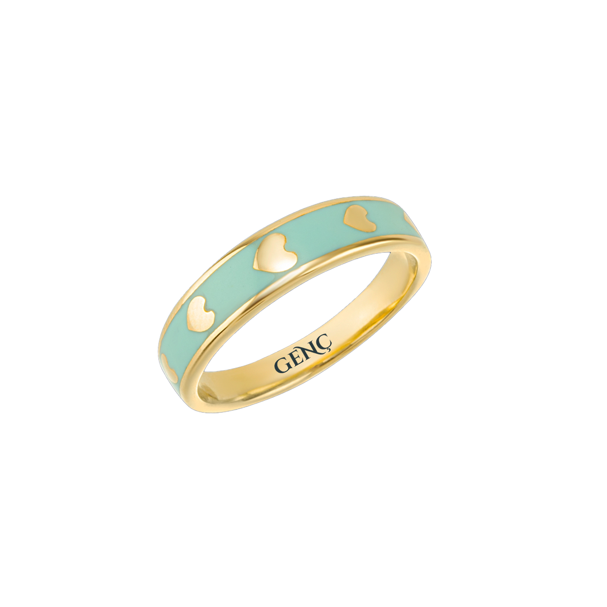 Turkuaz Kalp Süzmesi Altın Yüzük