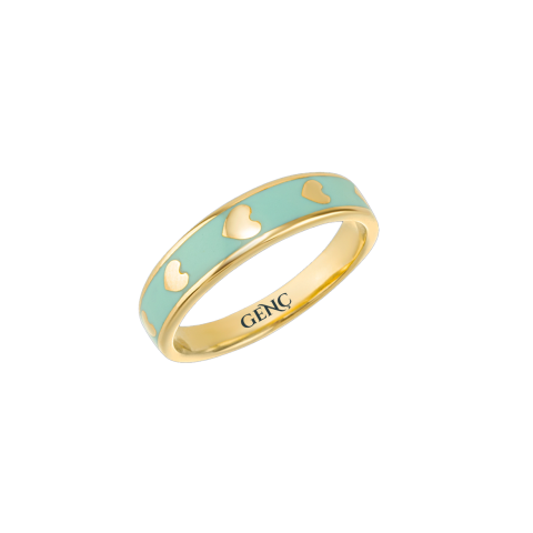 Turkuaz Kalp Süzmesi Altın Yüzük