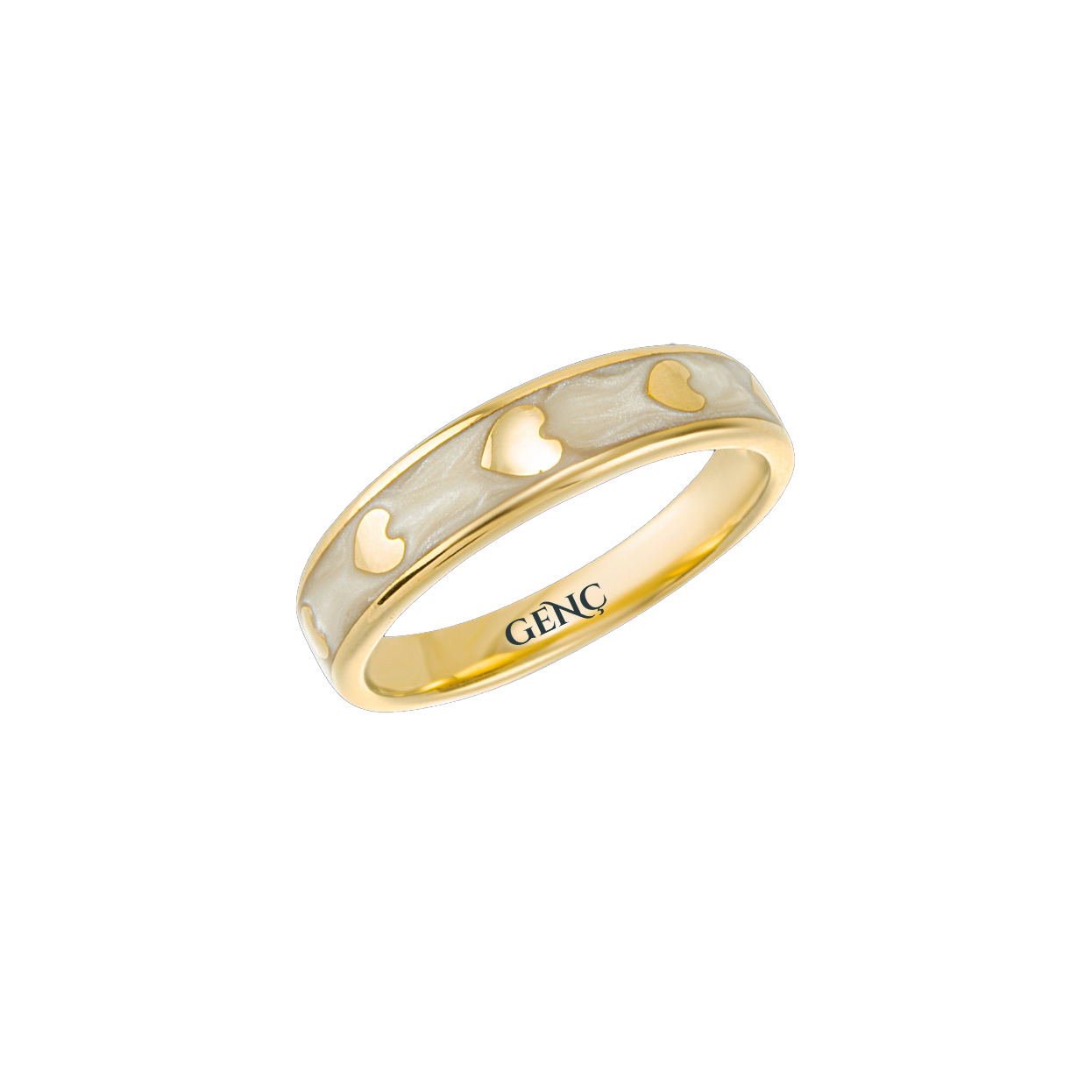 Sedef Kalp Süzmesi Altın Yüzük