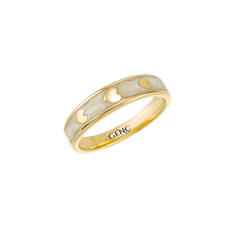 Sedef Kalp Süzmesi Altın Yüzük