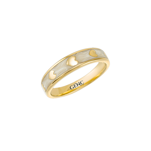 Sedef Kalp Süzmesi Altın Yüzük