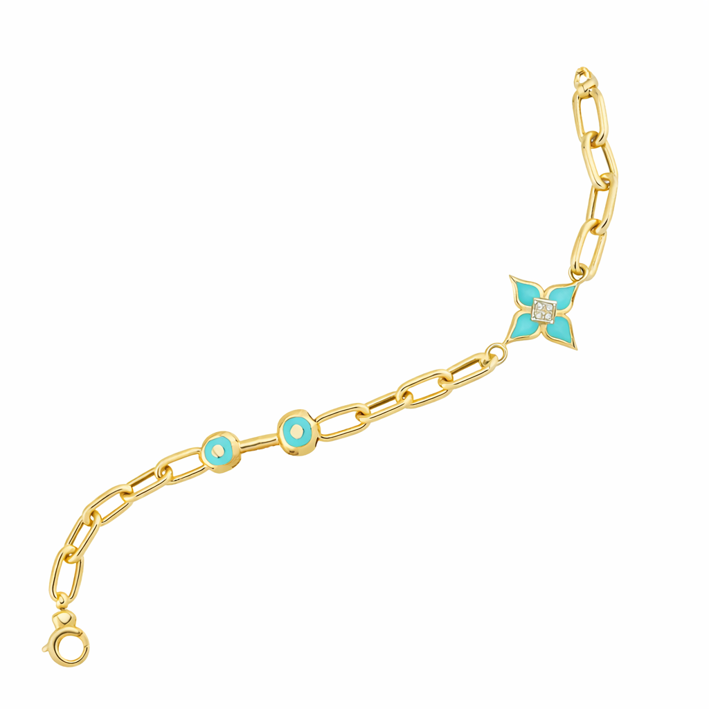 Turkuaz Mineli Altın Bileklik