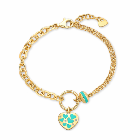 Eterna Altın Turkuaz Mineli Bileklik