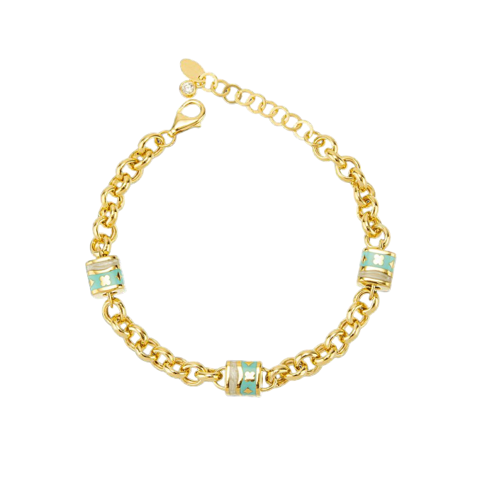 Turkuaz-Sedef Mineli Altın Bileklik