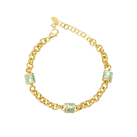 Turkuaz-Sedef Mineli Altın Bileklik