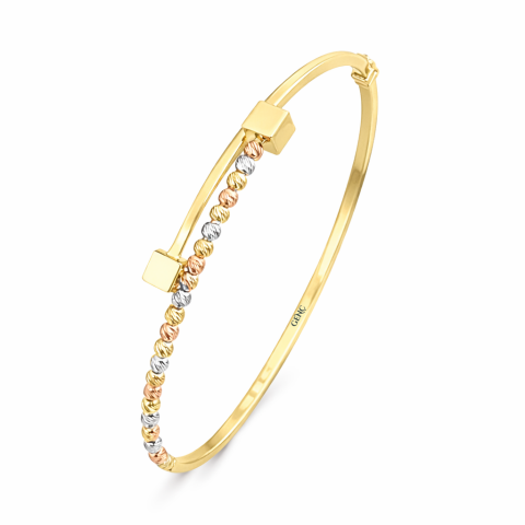 İkiz Kare Dorikalı Altın Kelepçe Bilezik