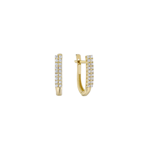 Altın Çift Sıra Taşlı Küpe