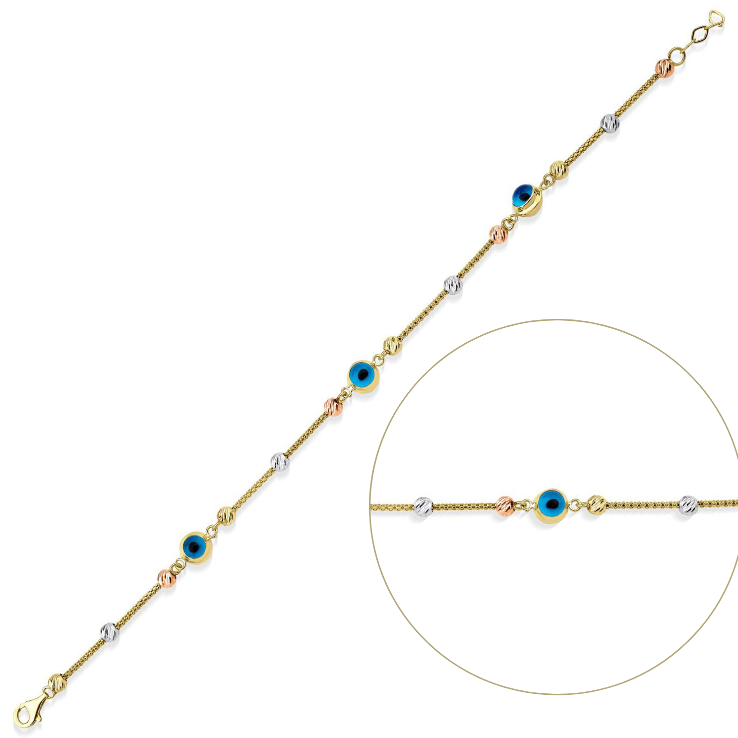 Altın Nazar Boncuklu Tilki Kuyruğu Bileklik