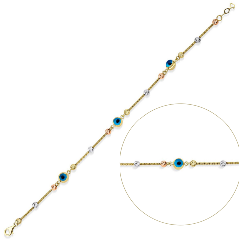 Altın Nazar Boncuklu Tilki Kuyruğu Bileklik