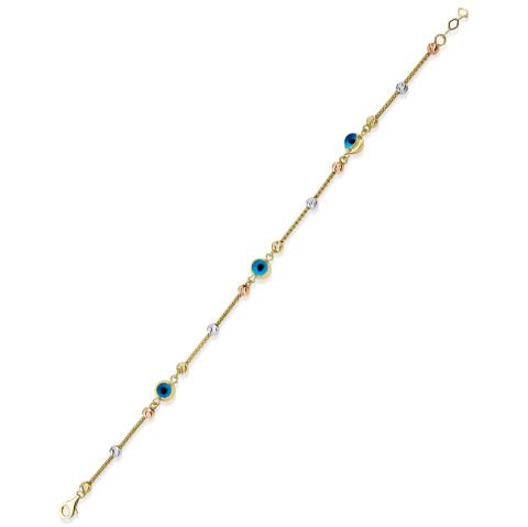 Altın Nazar Boncuklu Tilki Kuyruğu Bileklik