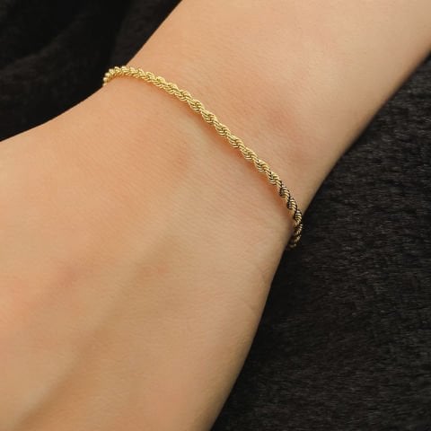 Zarif Halat Burgu Altın Bileklik