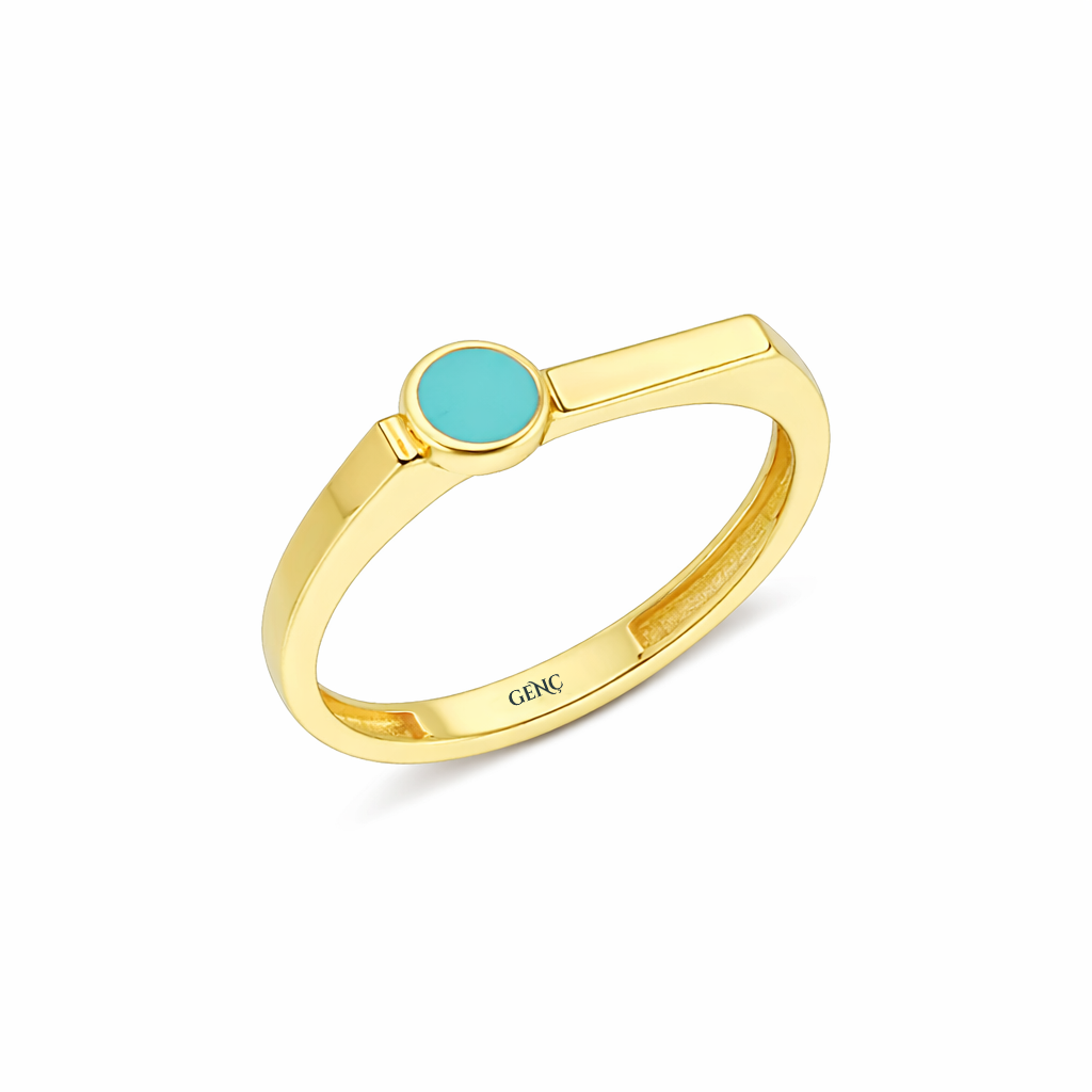 Turkuaz Mineli Altın Yüzük