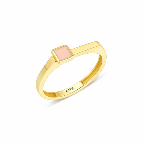 Eva Pembe Mineli Altın Yüzük