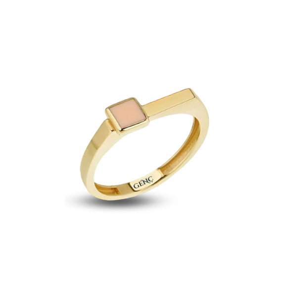 Eva Pembe Mineli Altın Yüzük