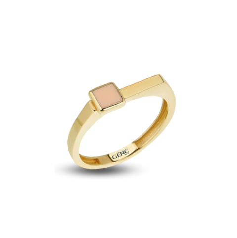 Eva Pembe Mineli Altın Yüzük